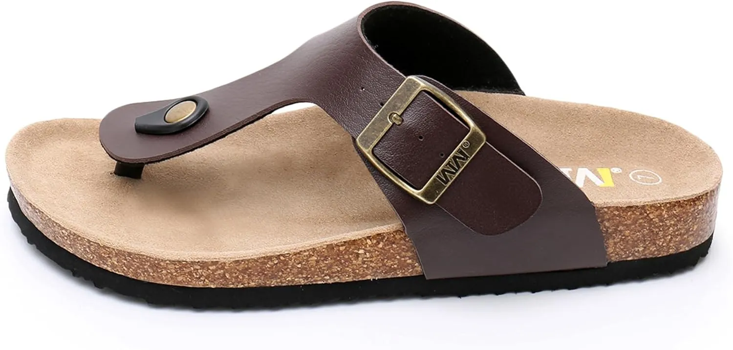 Women's Comfort Slides for Women Cow Suede Cork Footbed Sandals with Adjustable Strap Buckle Open Toe Beach Sandals