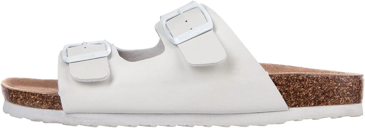 Women's Comfort Slides for Women Cow Suede Cork Footbed Sandals with Adjustable Strap Buckle Open Toe Beach Sandals
