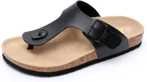 Women's Comfort Slides for Women Cow Suede Cork Footbed Sandals with Adjustable Strap Buckle Open Toe Beach Sandals