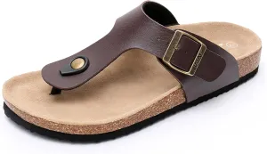 Women's Comfort Slides for Women Cow Suede Cork Footbed Sandals with Adjustable Strap Buckle Open Toe Beach Sandals