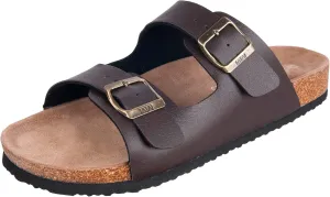 Women's Comfort Slides for Women Cow Suede Cork Footbed Sandals with Adjustable Strap Buckle Open Toe Beach Sandals