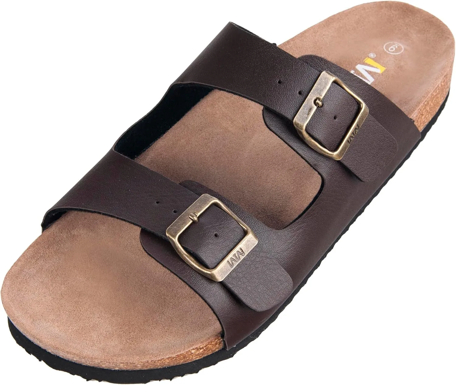 Women's Comfort Slides for Women Cow Suede Cork Footbed Sandals with Adjustable Strap Buckle Open Toe Beach Sandals