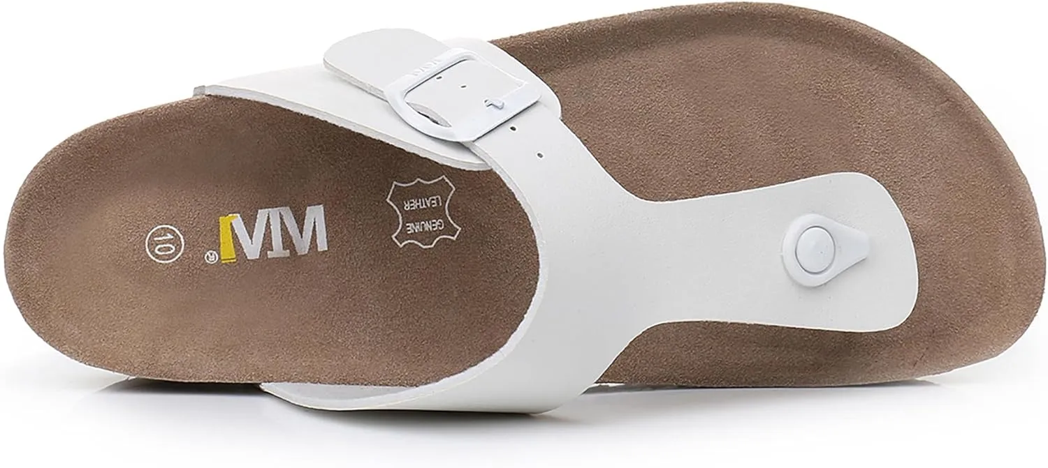 Women's Comfort Slides for Women Cow Suede Cork Footbed Sandals with Adjustable Strap Buckle Open Toe Beach Sandals