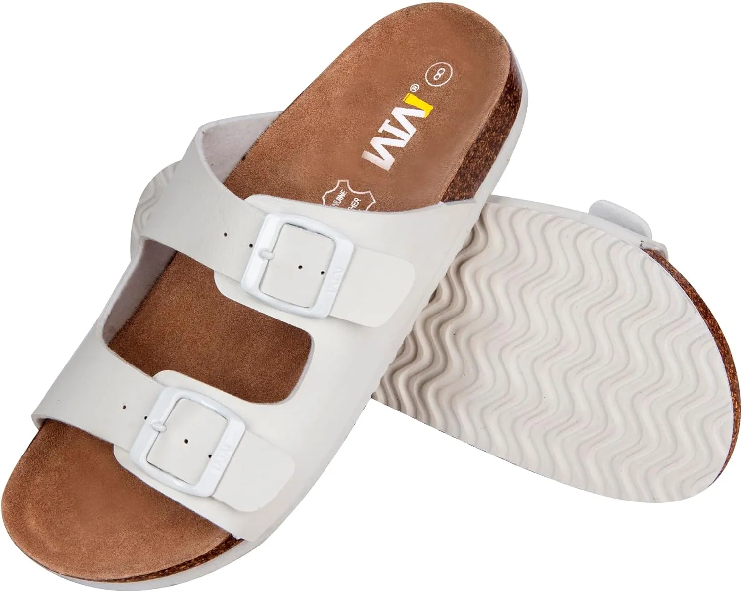 Women's Comfort Slides for Women Cow Suede Cork Footbed Sandals with Adjustable Strap Buckle Open Toe Beach Sandals