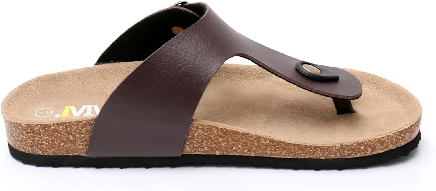 Women's Comfort Slides for Women Cow Suede Cork Footbed Sandals with Adjustable Strap Buckle Open Toe Beach Sandals