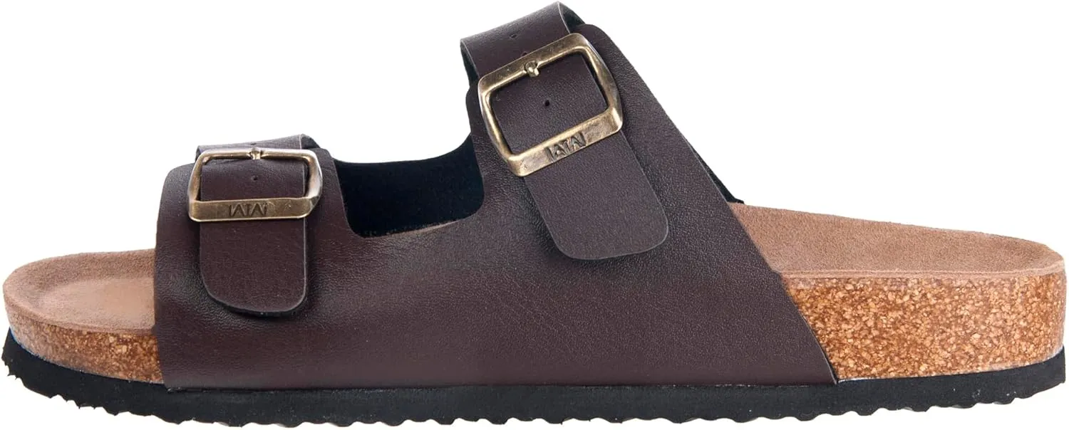 Women's Comfort Slides for Women Cow Suede Cork Footbed Sandals with Adjustable Strap Buckle Open Toe Beach Sandals