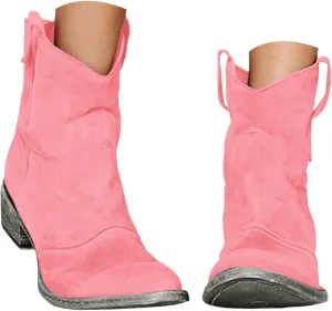 Women's Cowboy Boots Mid Calf Round Toe Low Heel Cowgirl Ankle Boots with Pull On Tabs Country Boots Women Fall Boots