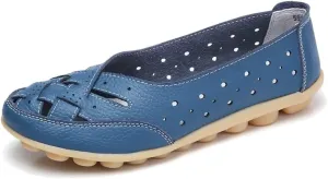 Women's Cowhide Leather Shoes Loafers Flats Sandals Slip-On Breathable