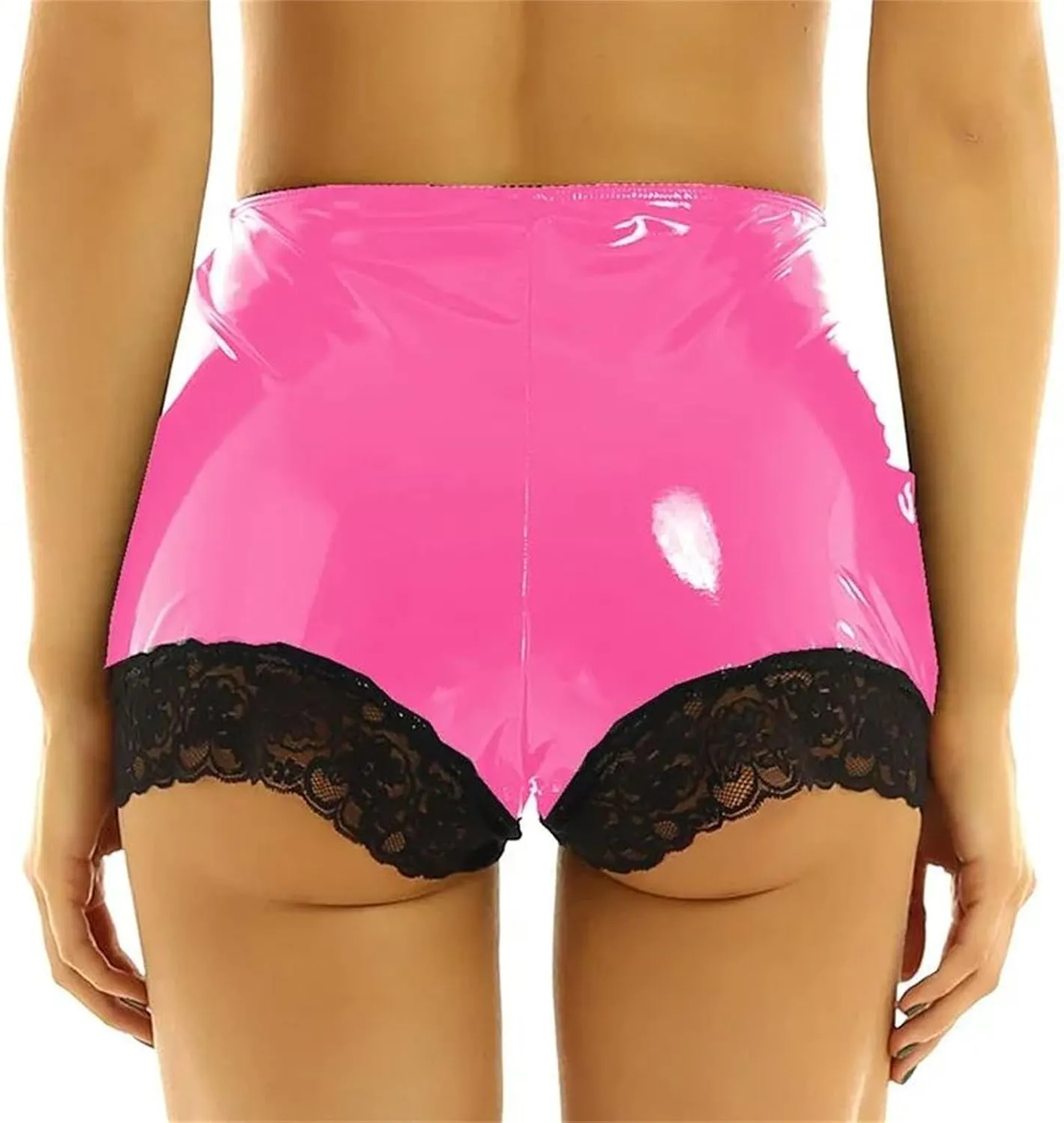 Women’s Cut-Out Faux Leather Hot Pants Geometric Cutouts with Mesh Panels Nightclub Bold
