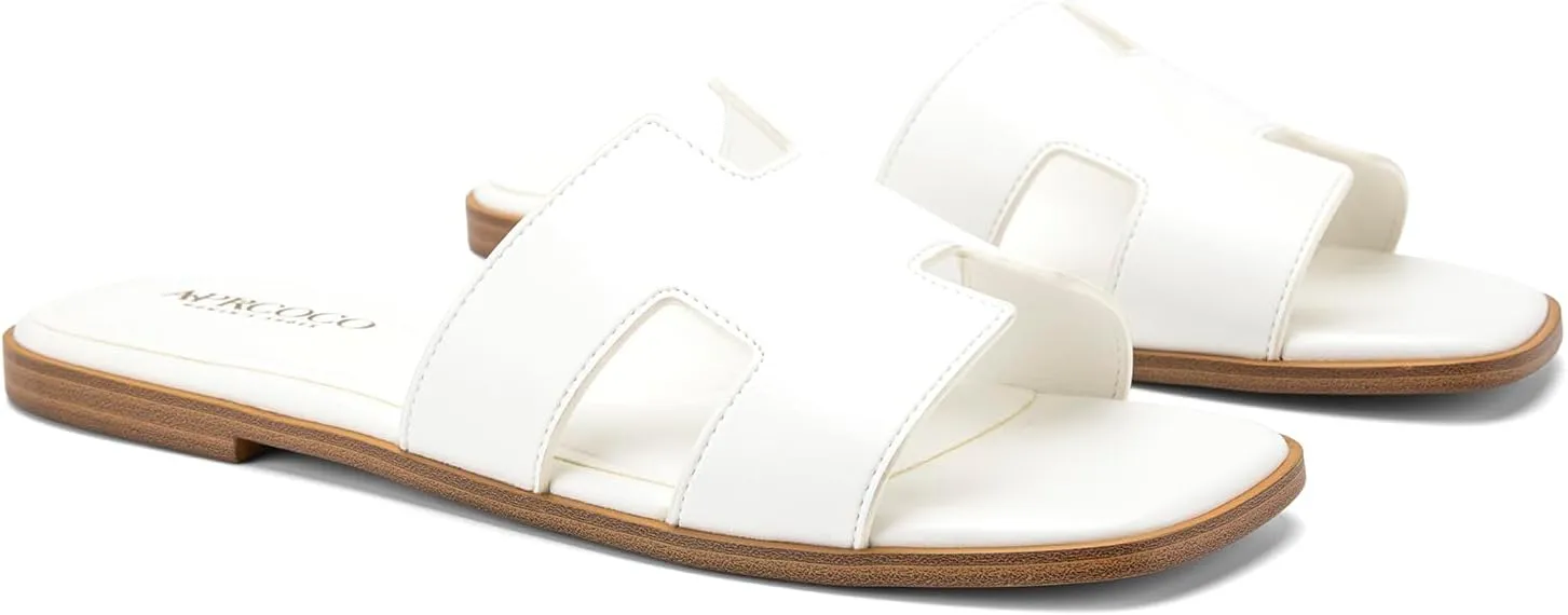 Women's Flat Sandals Dressy Classic H-Band Flats Sandals Summer Beach Vacations Slide Sandals
