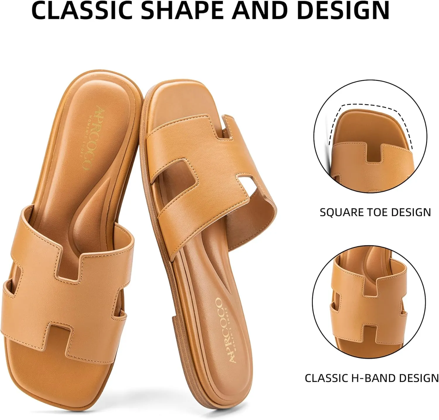 Women's Flat Sandals Dressy Classic H-Band Flats Sandals Summer Beach Vacations Slide Sandals
