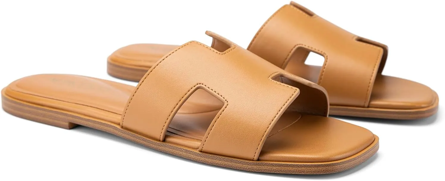 Women's Flat Sandals Dressy Classic H-Band Flats Sandals Summer Beach Vacations Slide Sandals