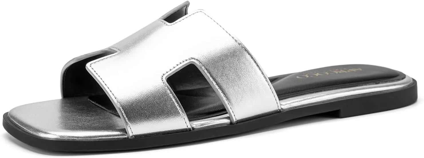 Women's Flat Sandals Dressy Classic H-Band Flats Sandals Summer Beach Vacations Slide Sandals