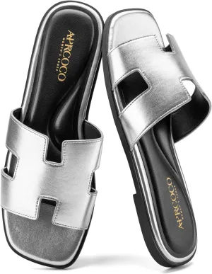 Women's Flat Sandals Dressy Classic H-Band Flats Sandals Summer Beach Vacations Slide Sandals