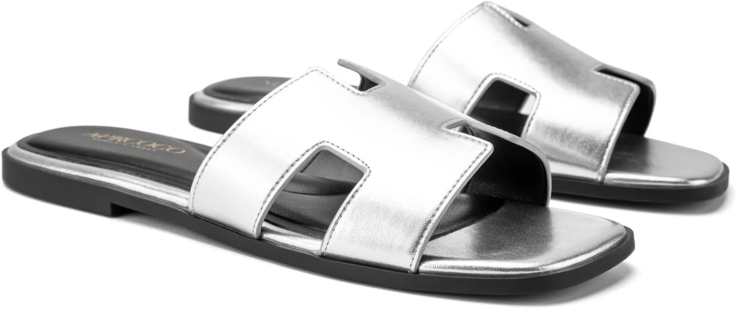 Women's Flat Sandals Dressy Classic H-Band Flats Sandals Summer Beach Vacations Slide Sandals
