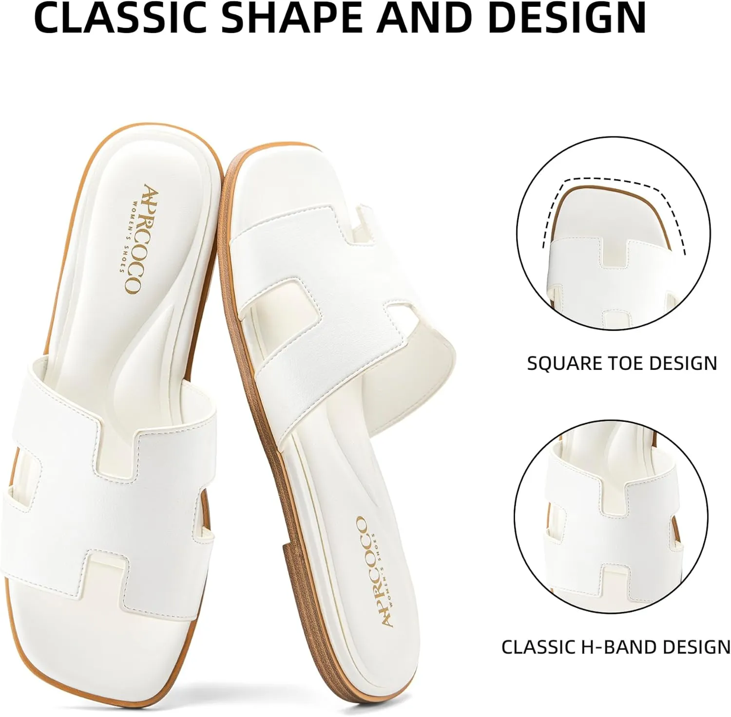 Women's Flat Sandals Dressy Classic H-Band Flats Sandals Summer Beach Vacations Slide Sandals