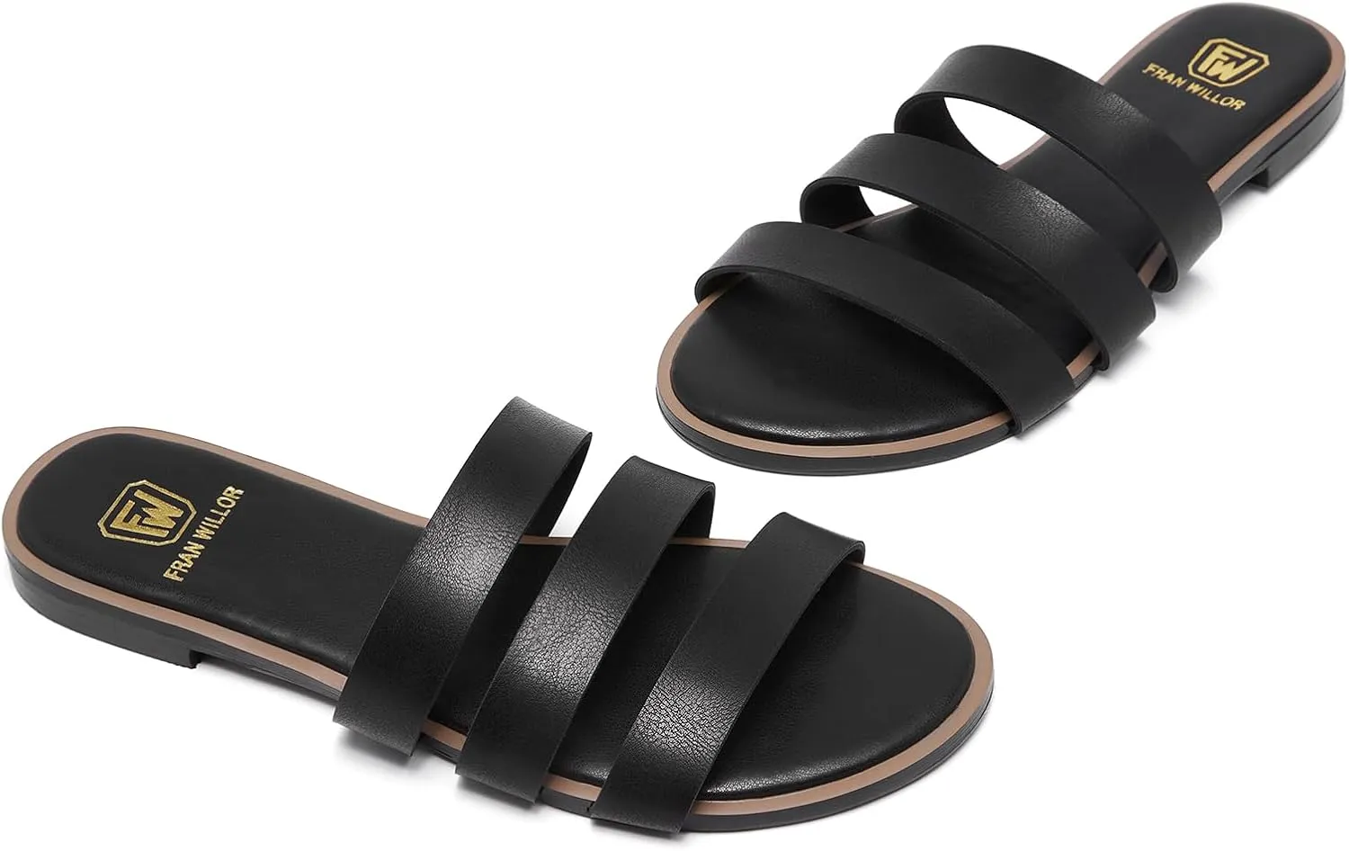 Women's Flat Sandals Dressy Open Toe Slide Sandals Comfortable Casual Beach Slip on Slippers for Summer 2025 Size 6-11