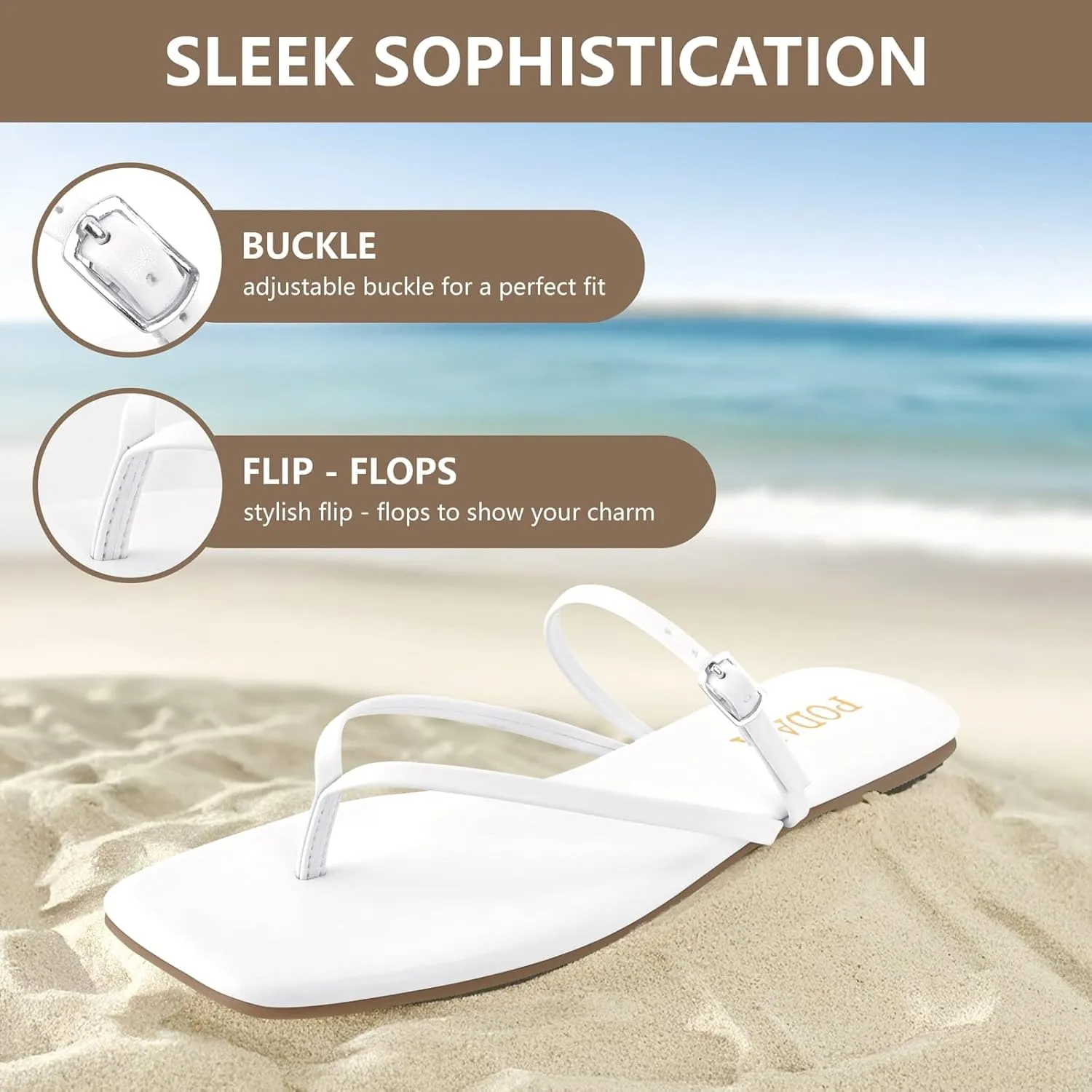 Women's Flip Flops Flat Sandals for Women Summer Beach Thong Fashion Square Toe Slip On Slides