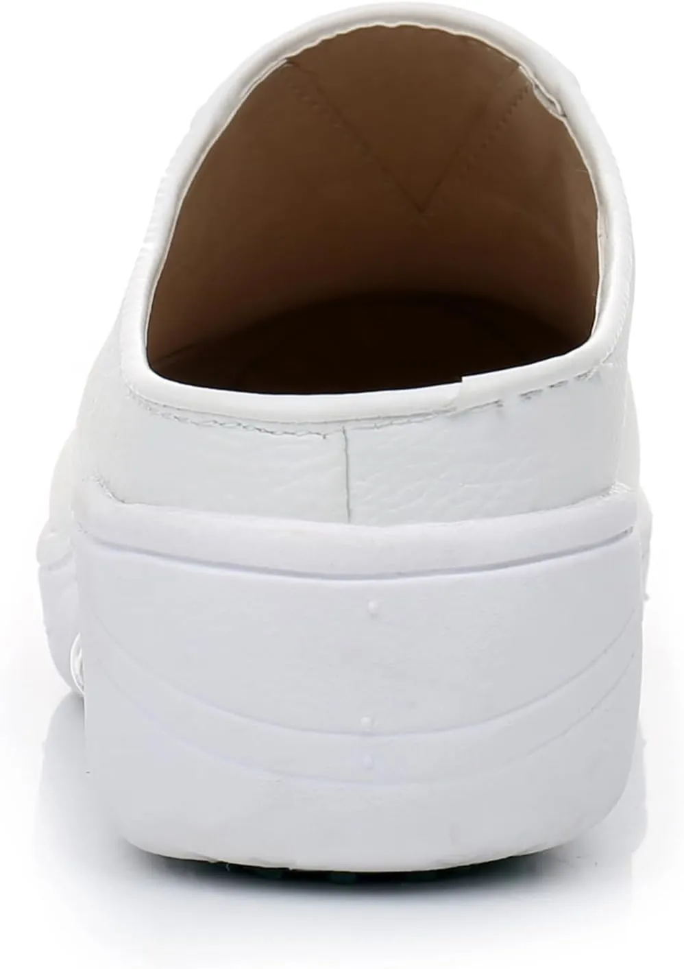 Women's Genuine Leather Slip-On Platform Sneaker Mules Comfortable Round Toe Breathable Cutout Soft Bottom Non-Slip Walking Shoes for Sports Workout Hiking