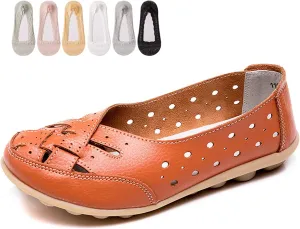 Womens Jaliane Orthopaedic Loafers in Breathable Leather,Casual Slip on Dress Shoes Comfortable Leather Driving Shoes Outdoor Walking Flats Shoes