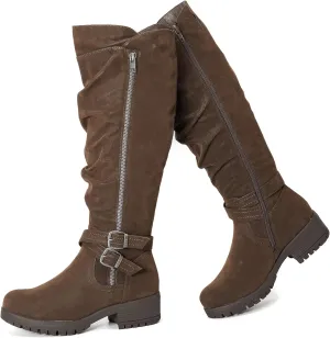 Women's Knee High Boots - Stylish and Comfortable Round Toe Tall Riding Combat Boots with Side Zipper Closure for Fall and Winter Wear For Women