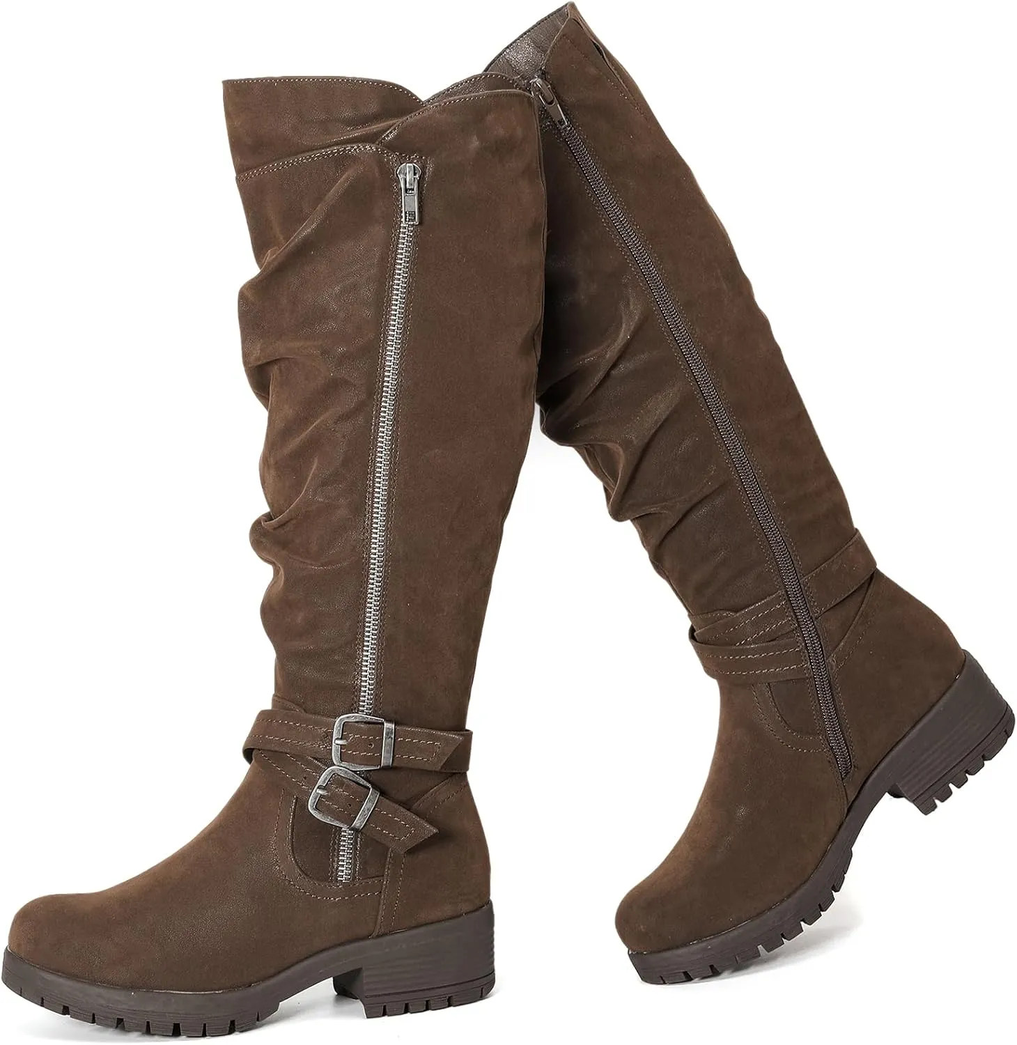 Women's Knee High Boots - Stylish and Comfortable Round Toe Tall Riding Combat Boots with Side Zipper Closure for Fall and Winter Wear For Women