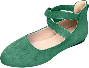 Women's Loafer Flat Women's Comfortable Ballet Flat Shoes with Ankle and Elastic Straps Lightweight Slip On Evening