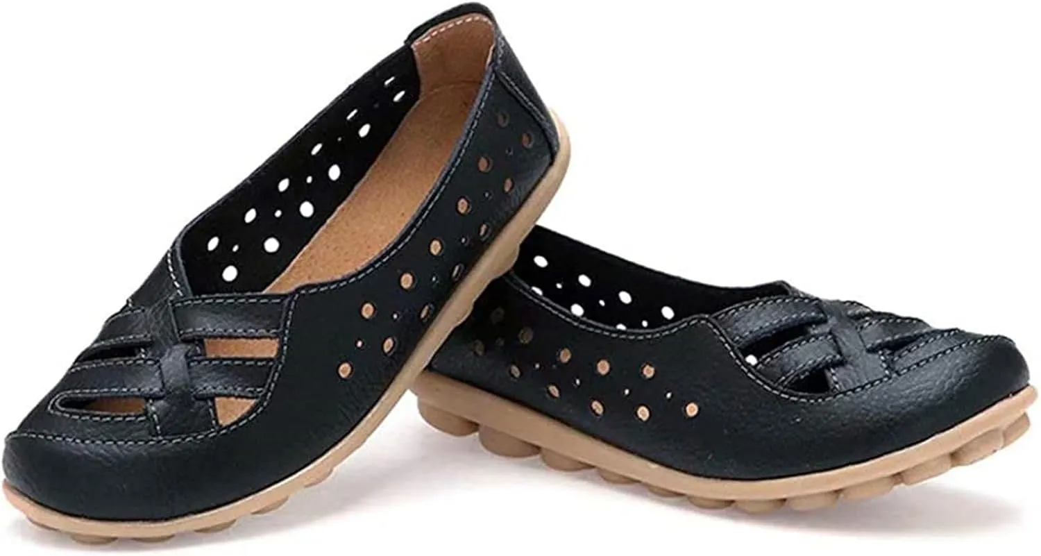 Womens Loafers Comfortable Dressy Closed Toe Sandals Wide Width Flats Slip On Moccasins Casual Driving Shoes Summer Comfort Walking Shoes Breathable Work Dressy Shoe Trending Sandals for Women