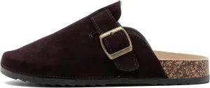 Womens Mens Suede Clogs Leather Mules with Adjustable Buckle Slip On Cork Footbed Sandals Arch Suppor Comfort Potato Shoes
