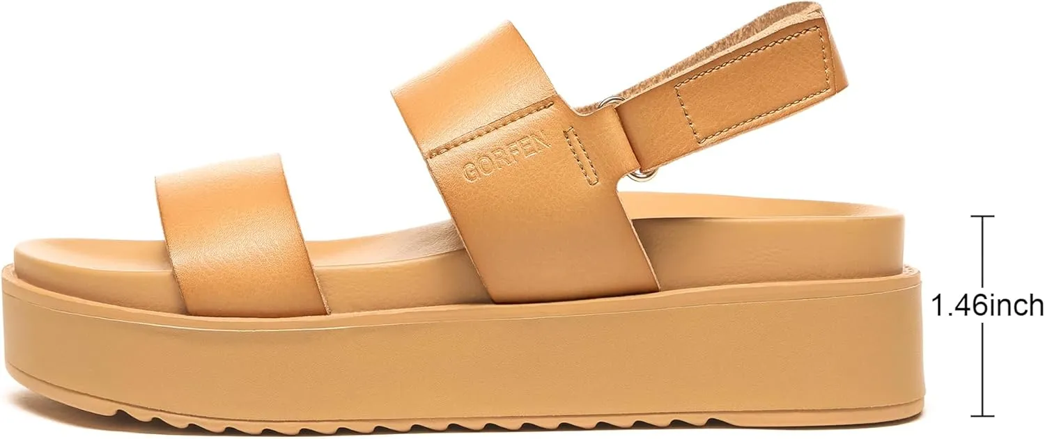 Women's Platform Sandals Comfortable Arch Support Open Toe Wedge Sandal with Adjustable Strap for Summer