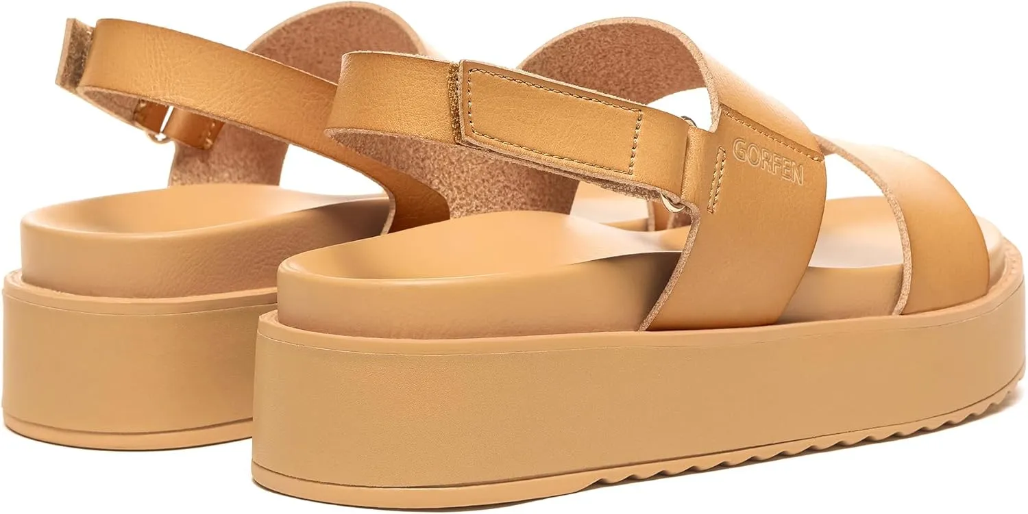 Women's Platform Sandals Comfortable Arch Support Open Toe Wedge Sandal with Adjustable Strap for Summer