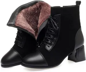 Womens Shoes Women Autumn Boots Classic Patched Leather Boots High Heels Women Boots