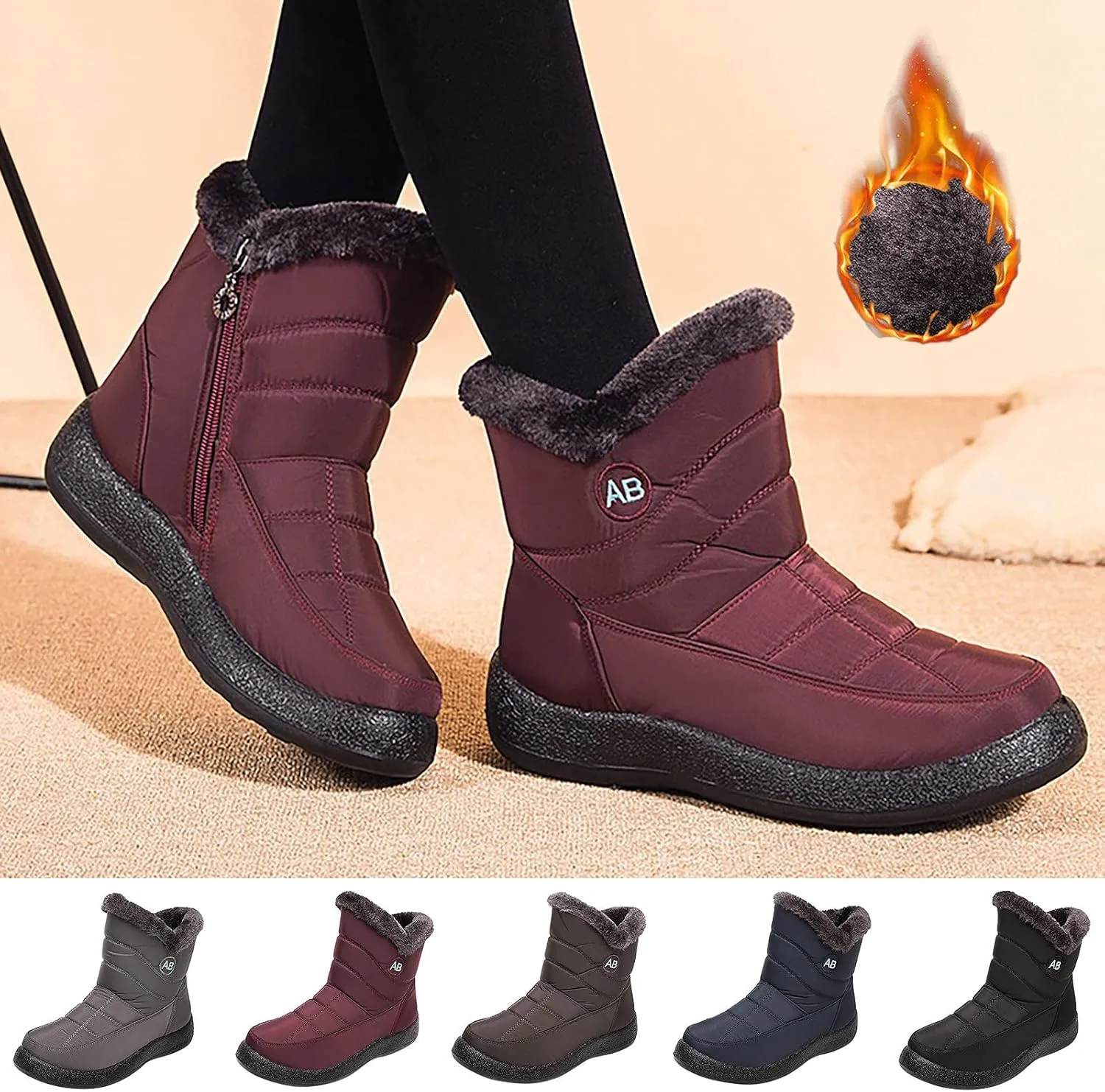 Womens Snow Boots Winter Boots for Women Waterproof Snow Winter Short Boots for Women Outdoor Flat Boots Keep Warm