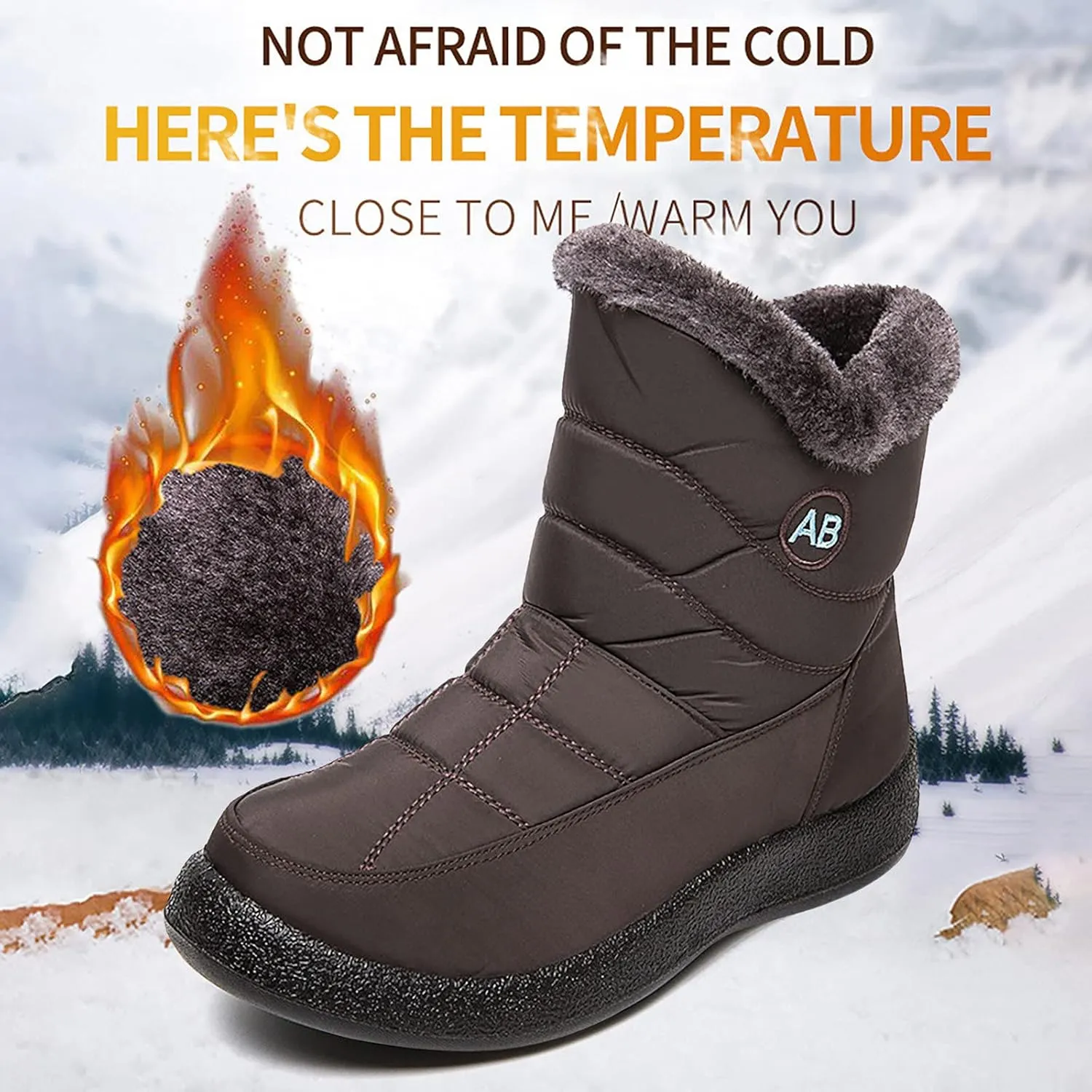 Womens Snow Boots Winter Boots for Women Waterproof Snow Winter Short Boots for Women Outdoor Flat Boots Keep Warm