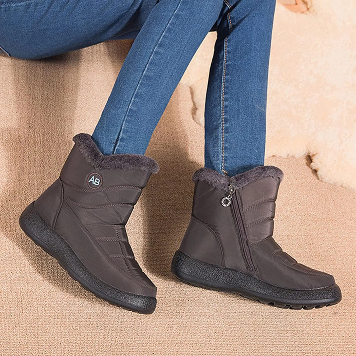 Womens Snow Boots Winter Boots for Women Waterproof Snow Winter Short Boots for Women Outdoor Flat Boots Keep Warm