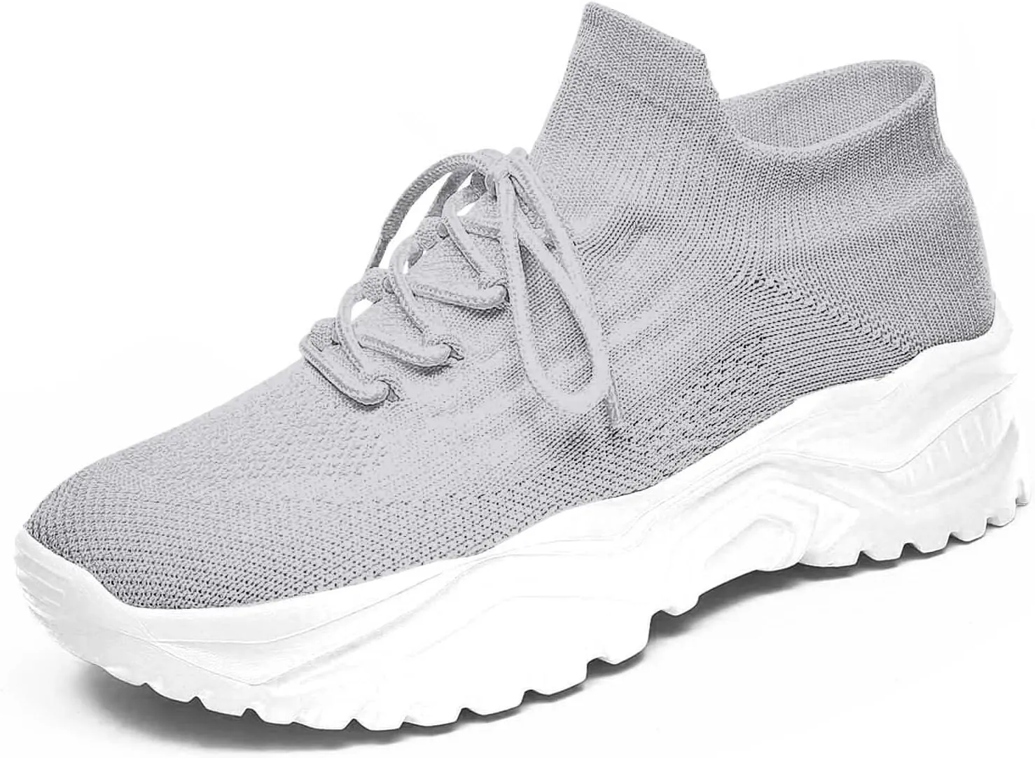 Women's Solid Color Fashion Four Season Lace Up Sneakers Solid Color Flying Woven Running Shoes Women's Water Shoes