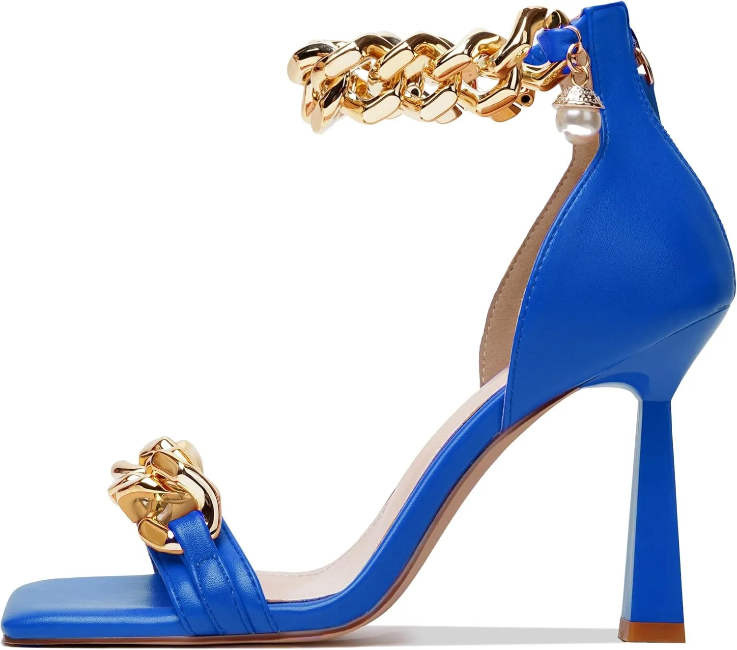 Women's Stiletto High Heels Sexy Square Open Toe Shoes Formal Wedding Party Classic Heeled Sandals with Back Zip Design