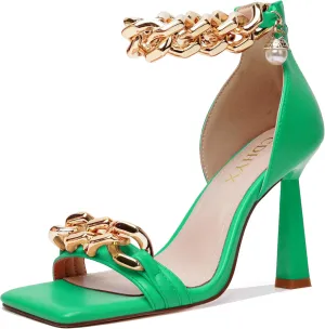 Women's Stiletto High Heels Sexy Square Open Toe Shoes Formal Wedding Party Classic Heeled Sandals with Back Zip Design
