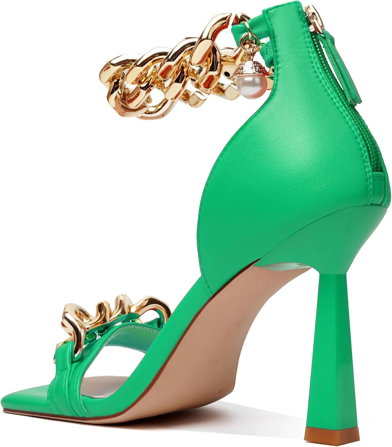 Women's Stiletto High Heels Sexy Square Open Toe Shoes Formal Wedding Party Classic Heeled Sandals with Back Zip Design