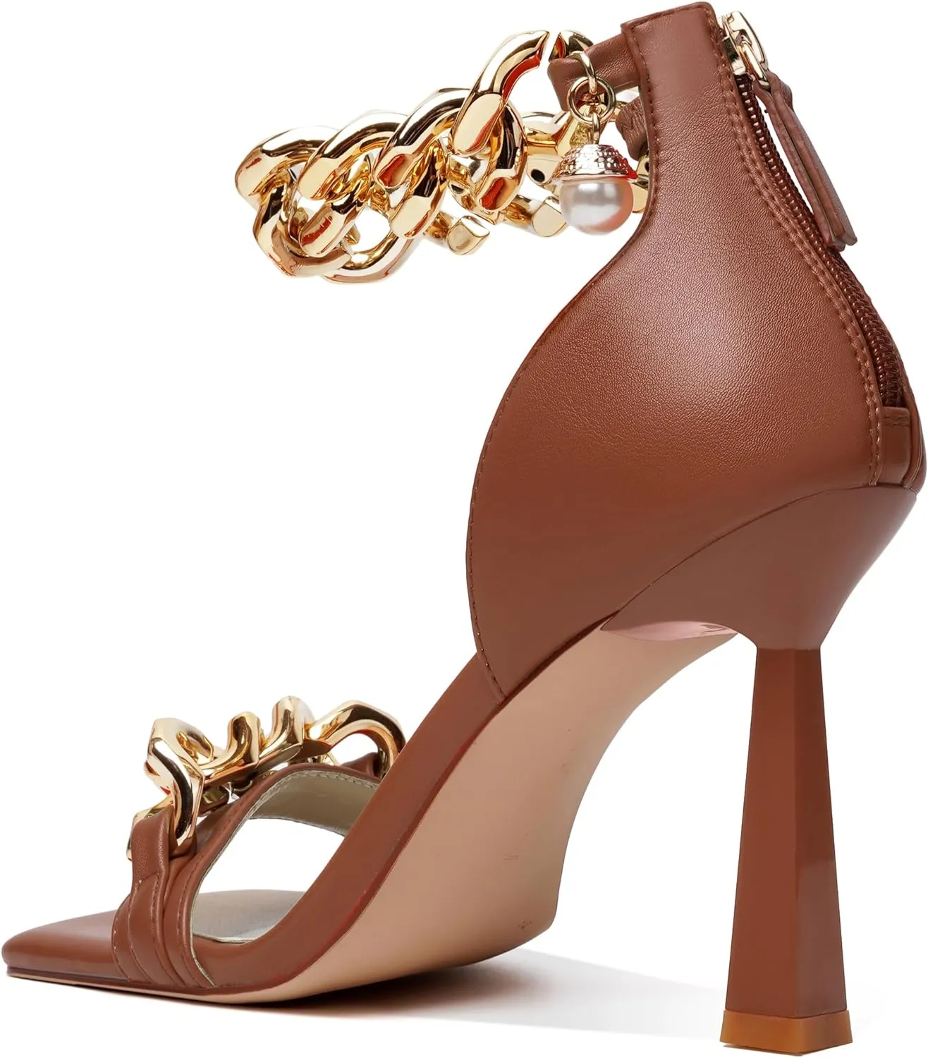 Women's Stiletto High Heels Sexy Square Open Toe Shoes Formal Wedding Party Classic Heeled Sandals with Back Zip Design