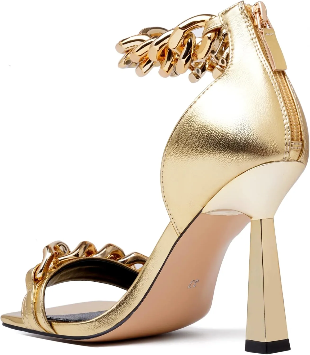 Women's Stiletto High Heels Sexy Square Open Toe Shoes Formal Wedding Party Classic Heeled Sandals with Back Zip Design