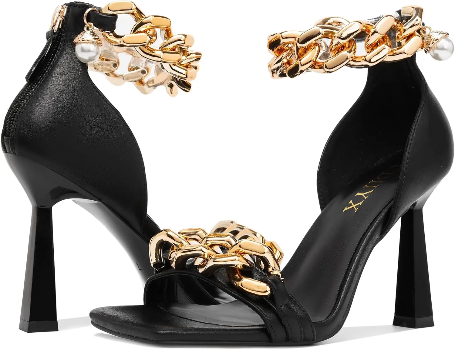 Women's Stiletto High Heels Sexy Square Open Toe Shoes Formal Wedding Party Classic Heeled Sandals with Back Zip Design
