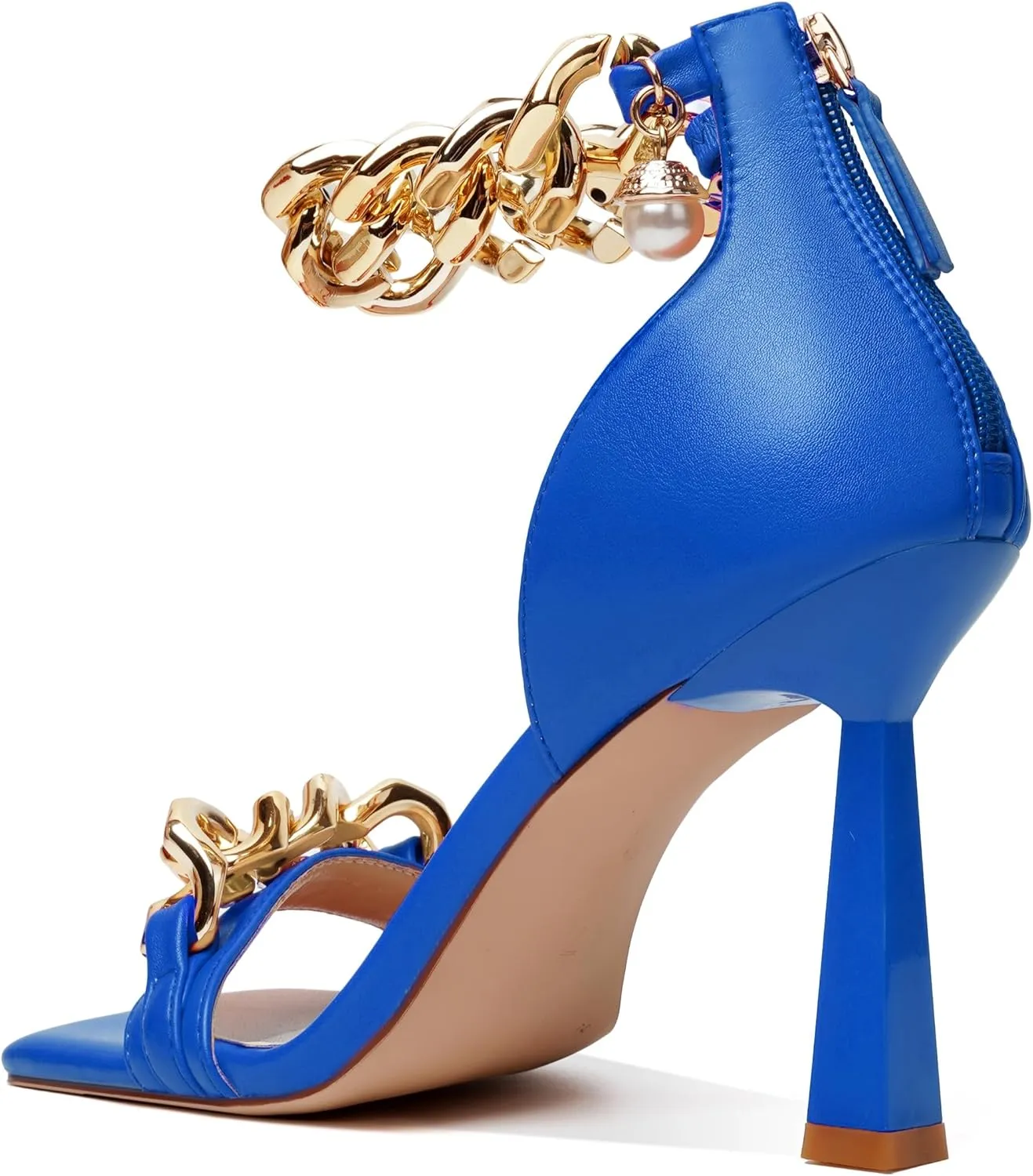 Women's Stiletto High Heels Sexy Square Open Toe Shoes Formal Wedding Party Classic Heeled Sandals with Back Zip Design