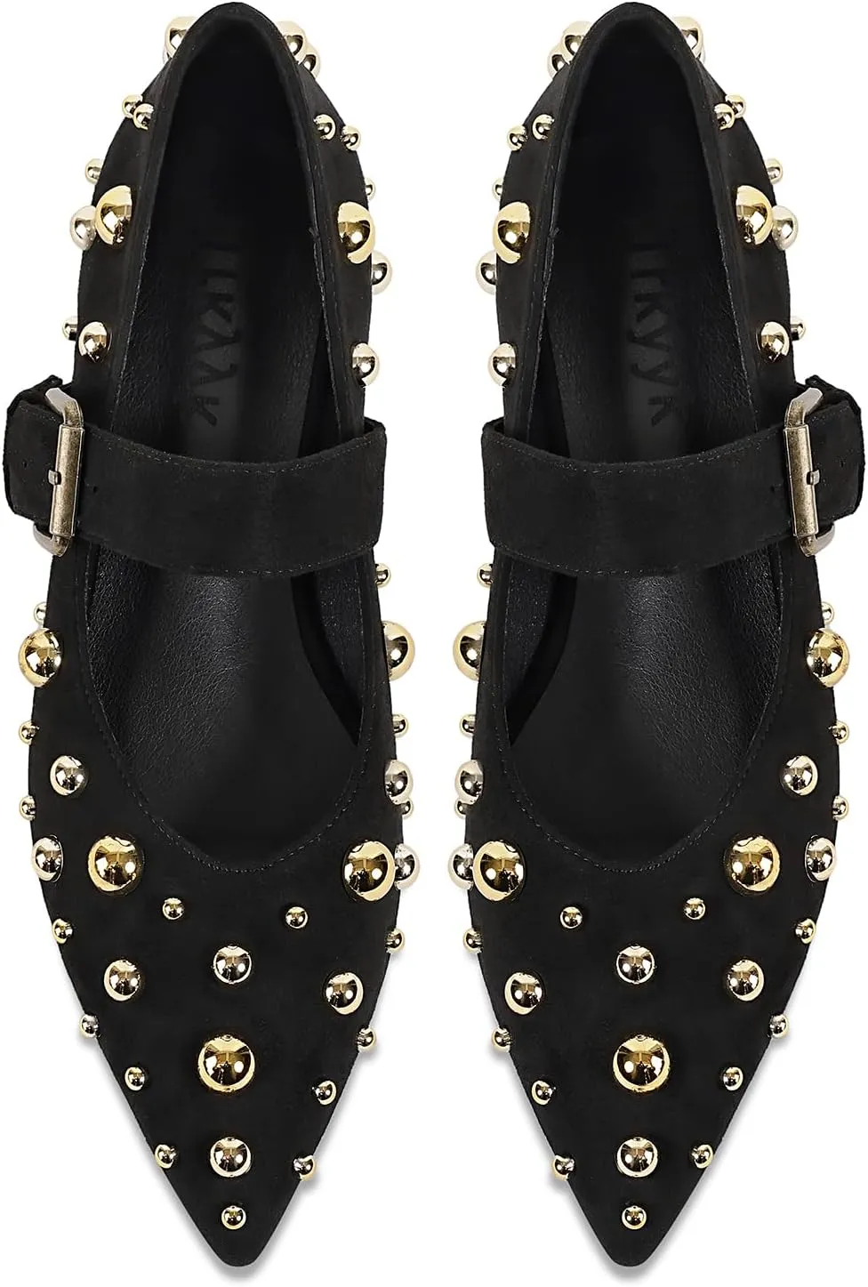 Women's Studded Flats Pointed Toe Mary Jane Flat Shoes