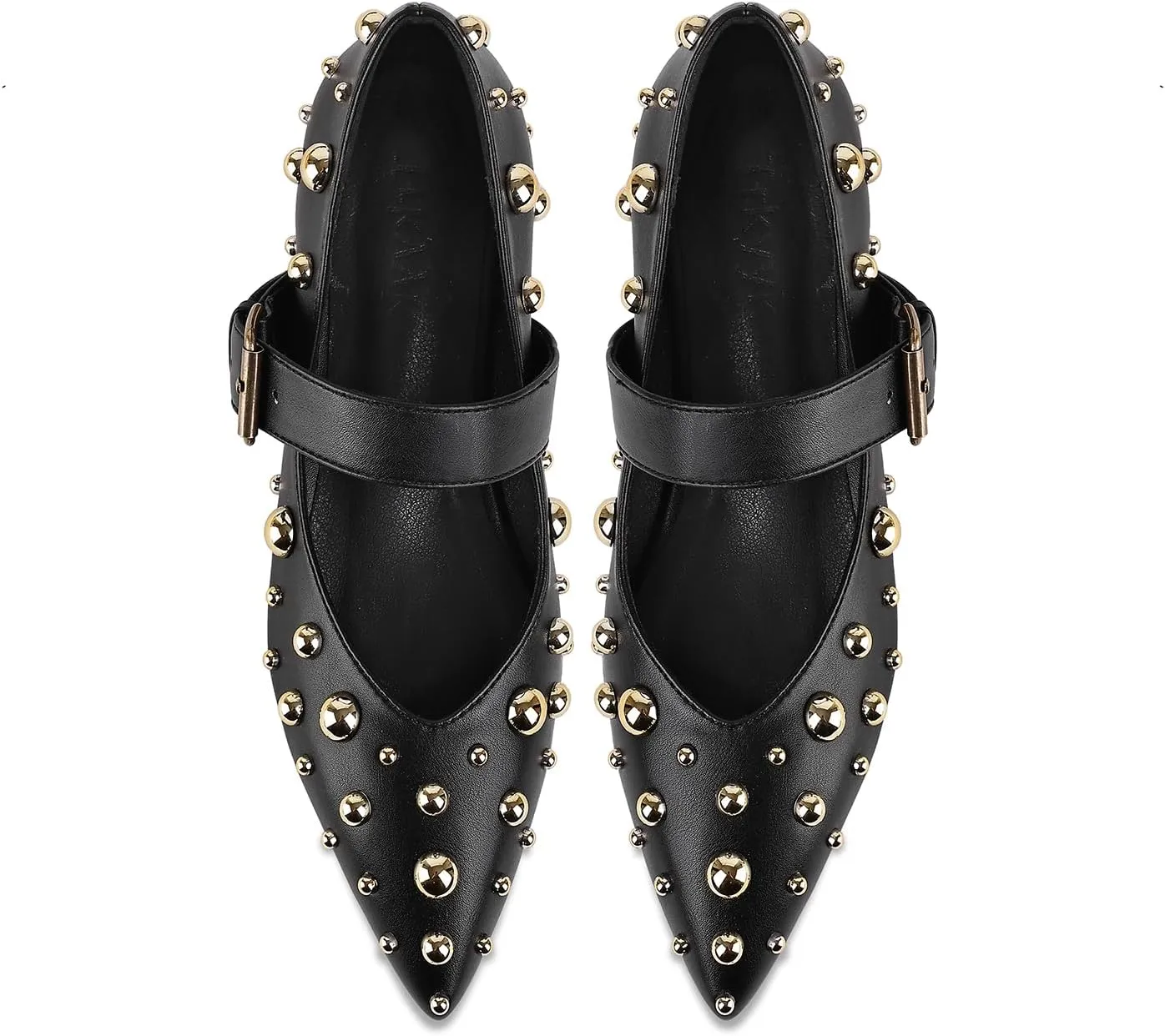 Women's Studded Flats Pointed Toe Mary Jane Flat Shoes