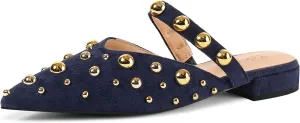 Women's Studded Mules Pointed Toe Strap Slipper Comfortable Flats Shoes