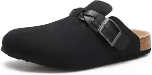Womens Suede Leather Clogs Potato Shoes Straps Cork Mules Footbed Sandals with Arch Support Fashion and Comfort