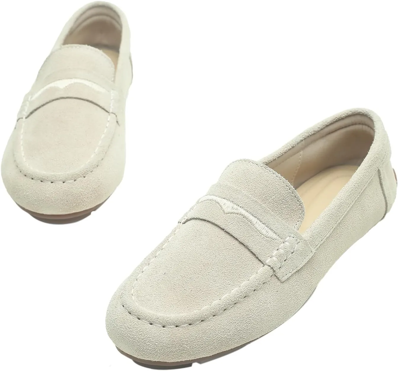 Women's Suede Leather Driving Loafers Comfortable and Elegant Mocasin Shoes Penny Shoes