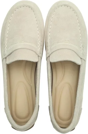 Women's Suede Leather Driving Loafers Comfortable and Elegant Mocasin Shoes Penny Shoes