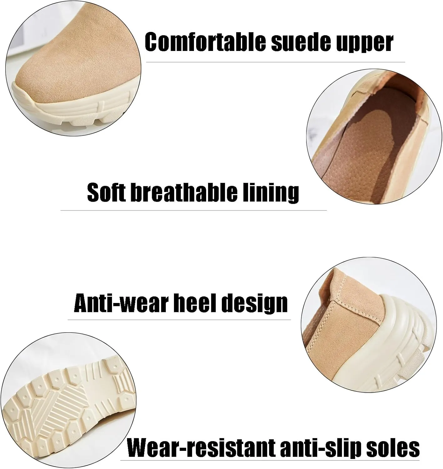 Women's Suede Lug Sole Slip-on Penny Loafers with Arch Support,Fashion Round Toe Platform Non-Slip Casual Sneakers Comfort Walking Shoes